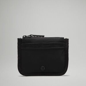 lululemon Dual Pouch Wristlet Black L Monogram Velvet Card Holder Wallet NWT